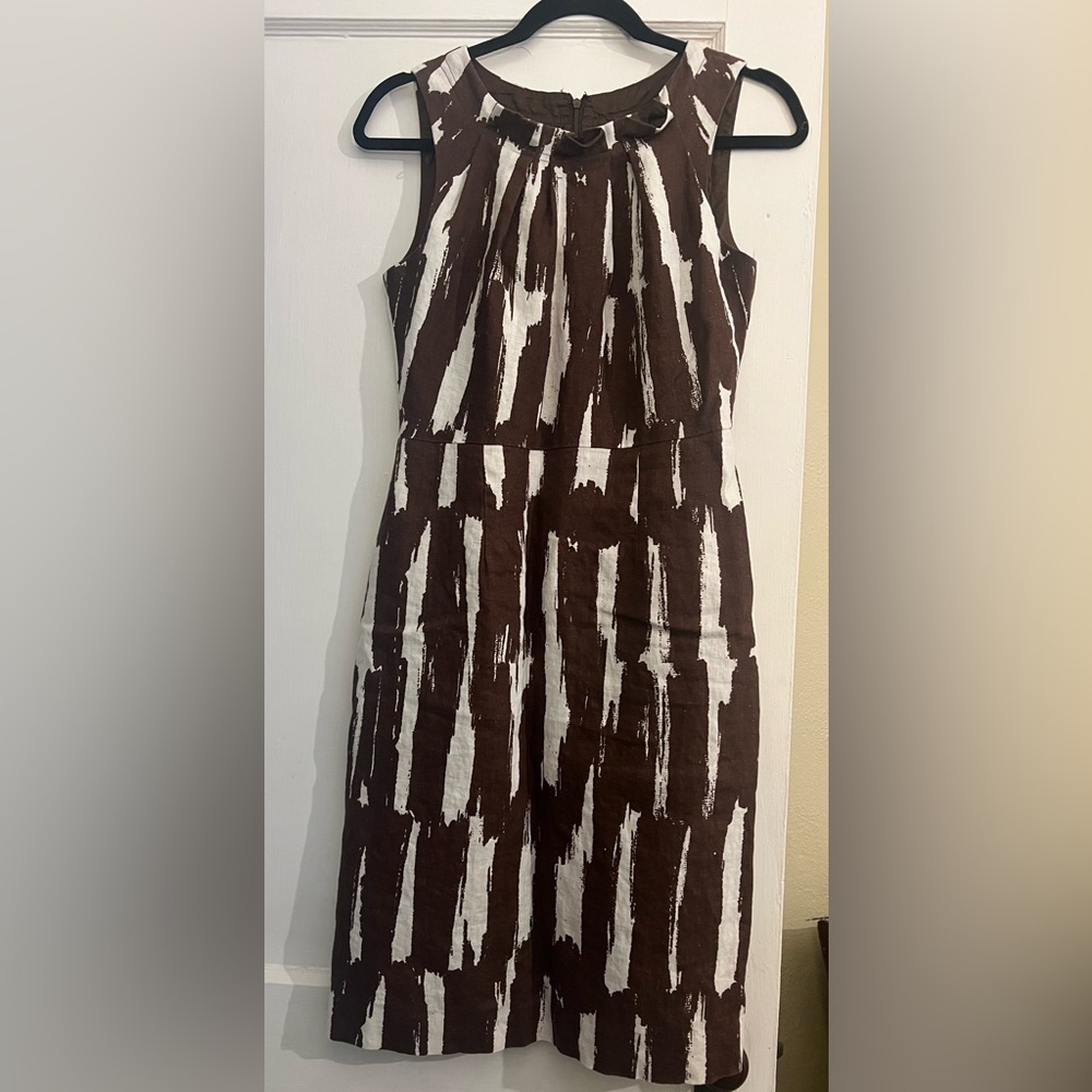 Donna Morgan Brown and White Midi Dress